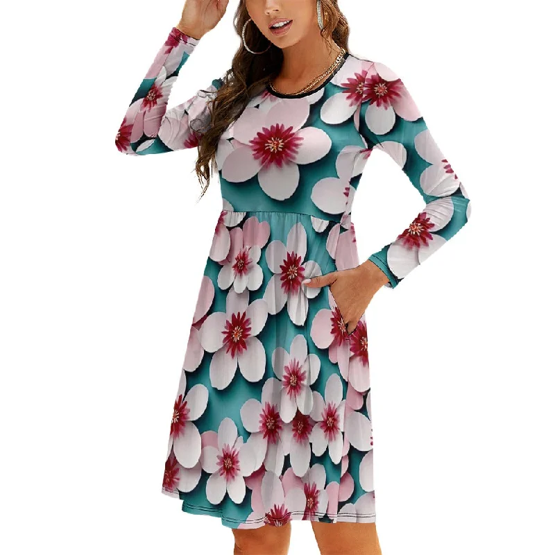 Round neck baggy dress Bold pattern unclassified dresses