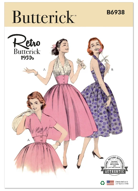 Butterick sewing pattern 6938 Halter Dress and Jacket Sleeveless unclassified dresses