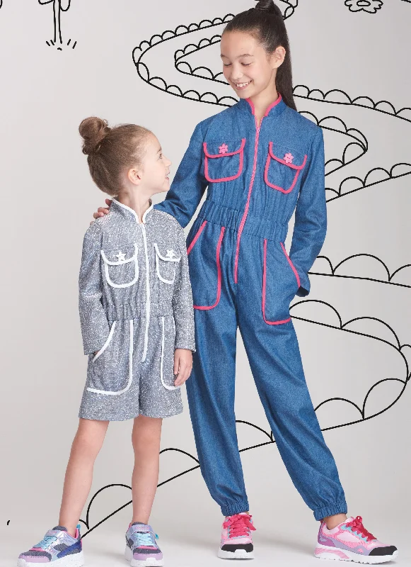 Simplicity 9722 Girls' Jumpsuit, Romper and Dress Sewing pattern Trendy unclassified dresses