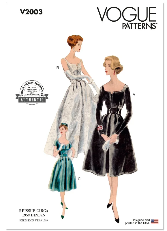 Vogue Sewing Pattern 2003 Vintage 1950's Dress and Petticoat Long unclassified dresses