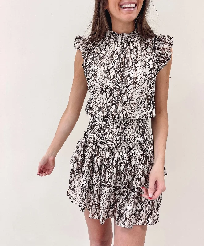 Snakeprint Smocked Dress Budget-friendly unclassified dresses