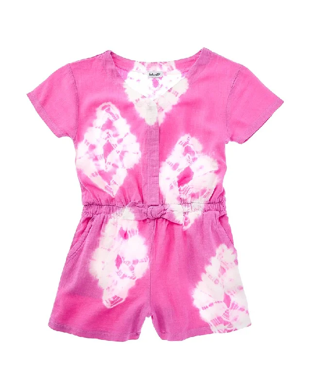 Splendid Topaz Tie-Dye Linen-Blend Romper Polka dot unclassified dresses