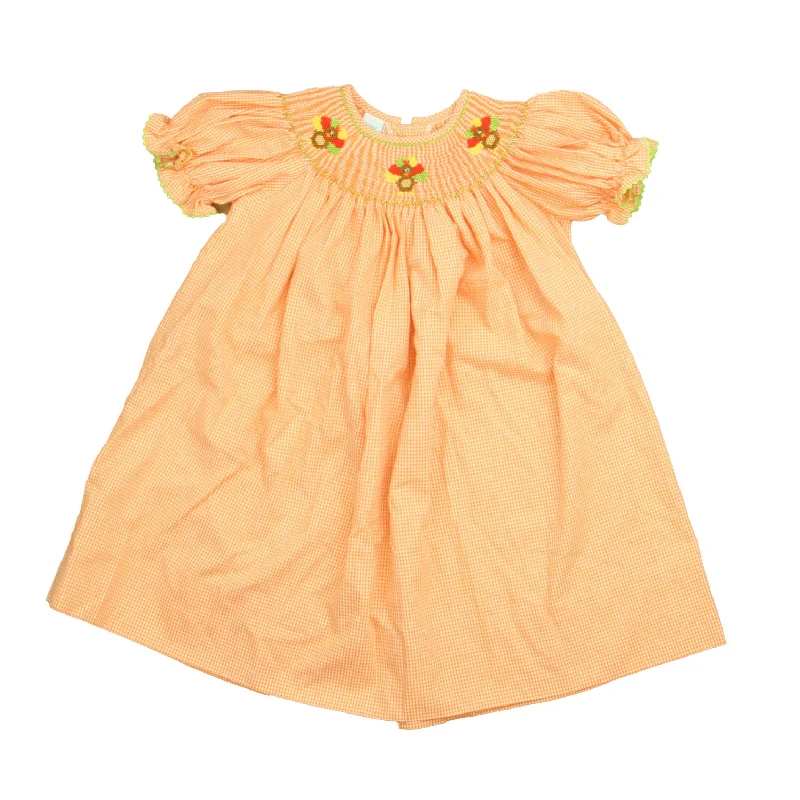 Unknown Brand Girls Orange | White Smocked Turkeys Dress Elegant unclassified dresses