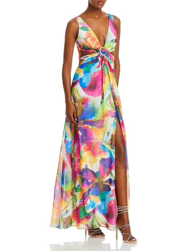 Womens Cutout O-Ring Evening Dress Printed unclassified dresses