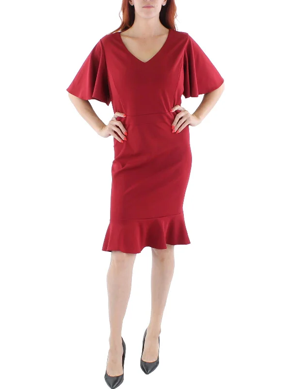 Womens Knit Flutter Sleeves Sheath Dress Budget-friendly unclassified dresses