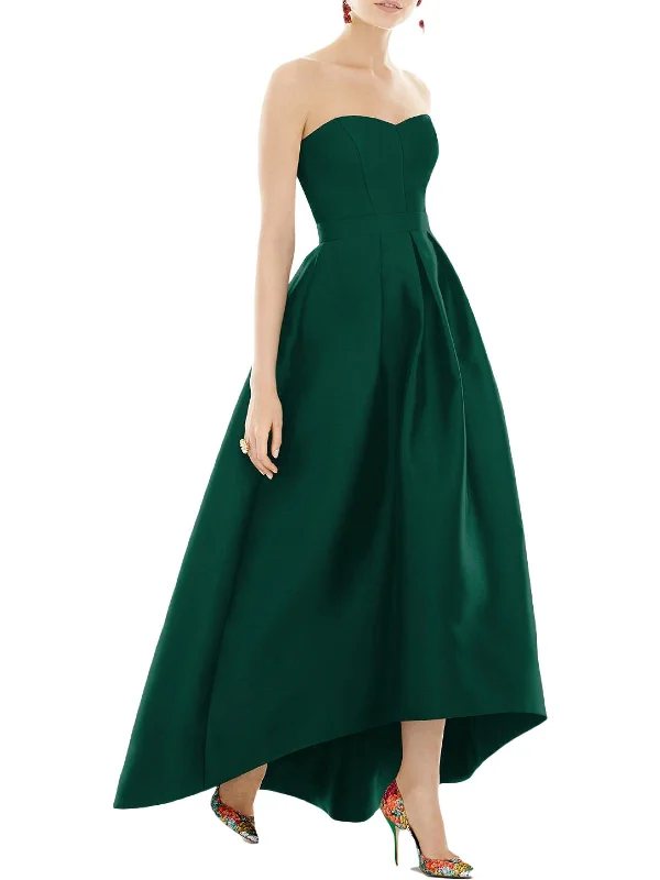 Womens Satin Hi-Low Evening Dress Off-shoulder unclassified dresses