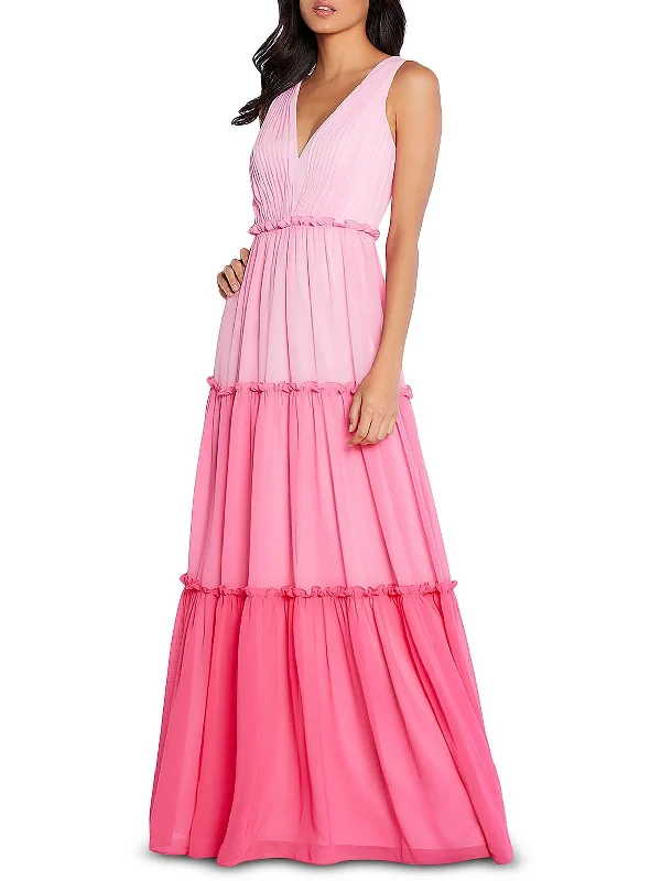 Womens V-Neck Tiered Evening Dress Popular unclassified dresses