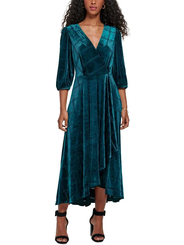 Womens Velvet Faux Wrap Evening Dress Cocktail unclassified dresses