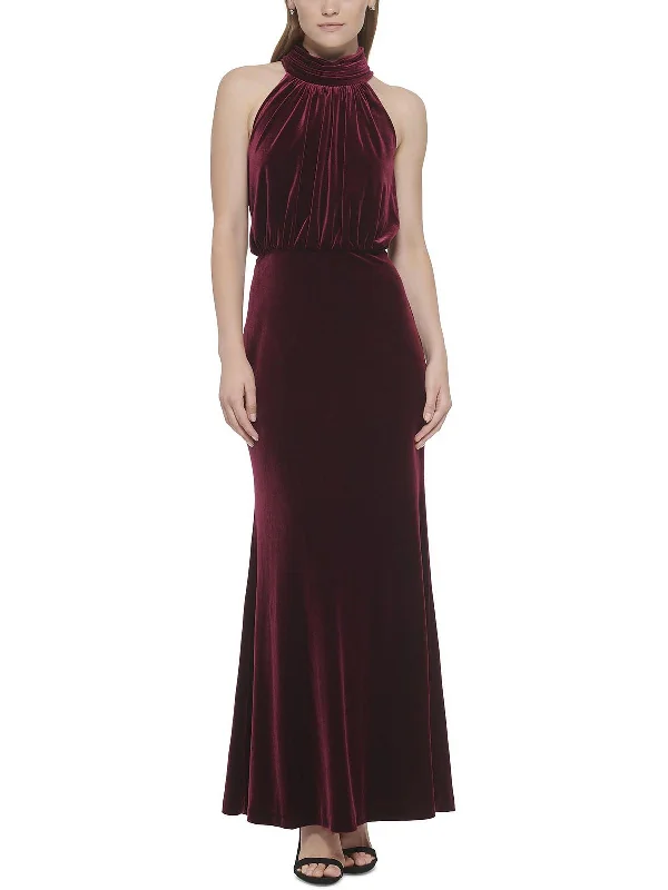 Womens Velvet Mock Neck Evening Dress Best-selling unclassified dresses