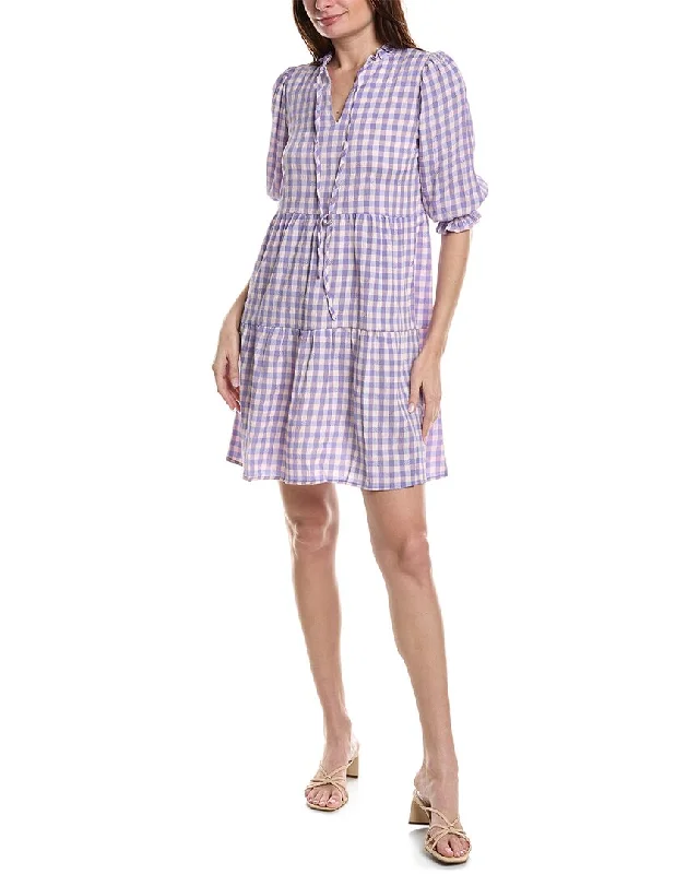 Nanette Nanette Lepore Maria Crinkle Gingham Mini Dress Mini Skirt with Pockets