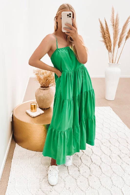 Javier Midi Dress Green Bohemian Midi Skirt