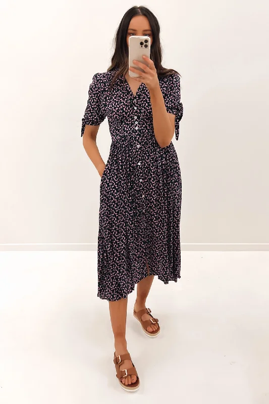 Ren Midi Dress Navy Floral Midi Skirt Blouse