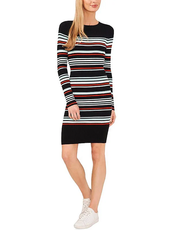 Womens Striped Midi Sweaterdress Skater Midi Skirt